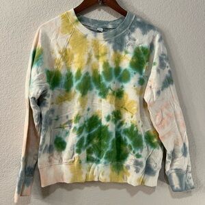 Old Navy Green Yellow Blue Tie-Dye Crewneck Sweater